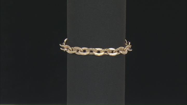 18K Yellow Gold Over Sterling Silver 9.5mm Rolo Link Bracelet Video Thumbnail