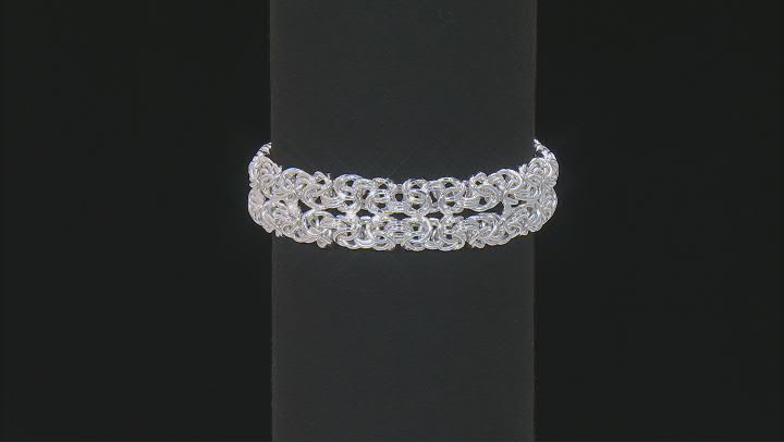 Sterling Silver Double-Row Byzantine Link Bracelet With Magnetic Clasp Video Thumbnail