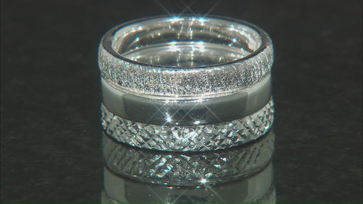 Sterling Silver Textured & Polished Set of 3 Band Rings Video Thumbnail