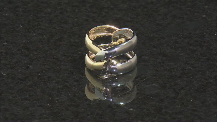 Rhodium Over Sterling Silver & 18k Yellow Gold Over Sterling Silver Interlocked Band Ring Video Thumbnail