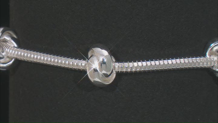 Sterling Silver Diamond-Cut Snake Link & Love Knot Station Bracelet Video Thumbnail