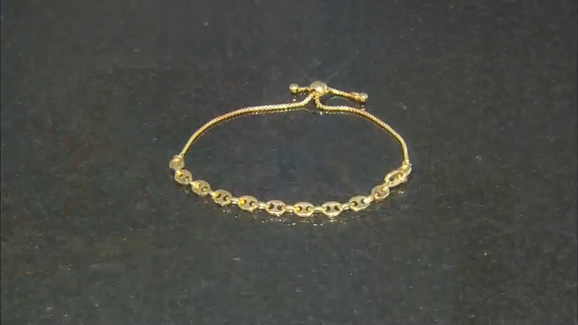 18k Yellow Gold Over Sterling Silver Puff Mariner Link Bolo Bracelet Video Thumbnail