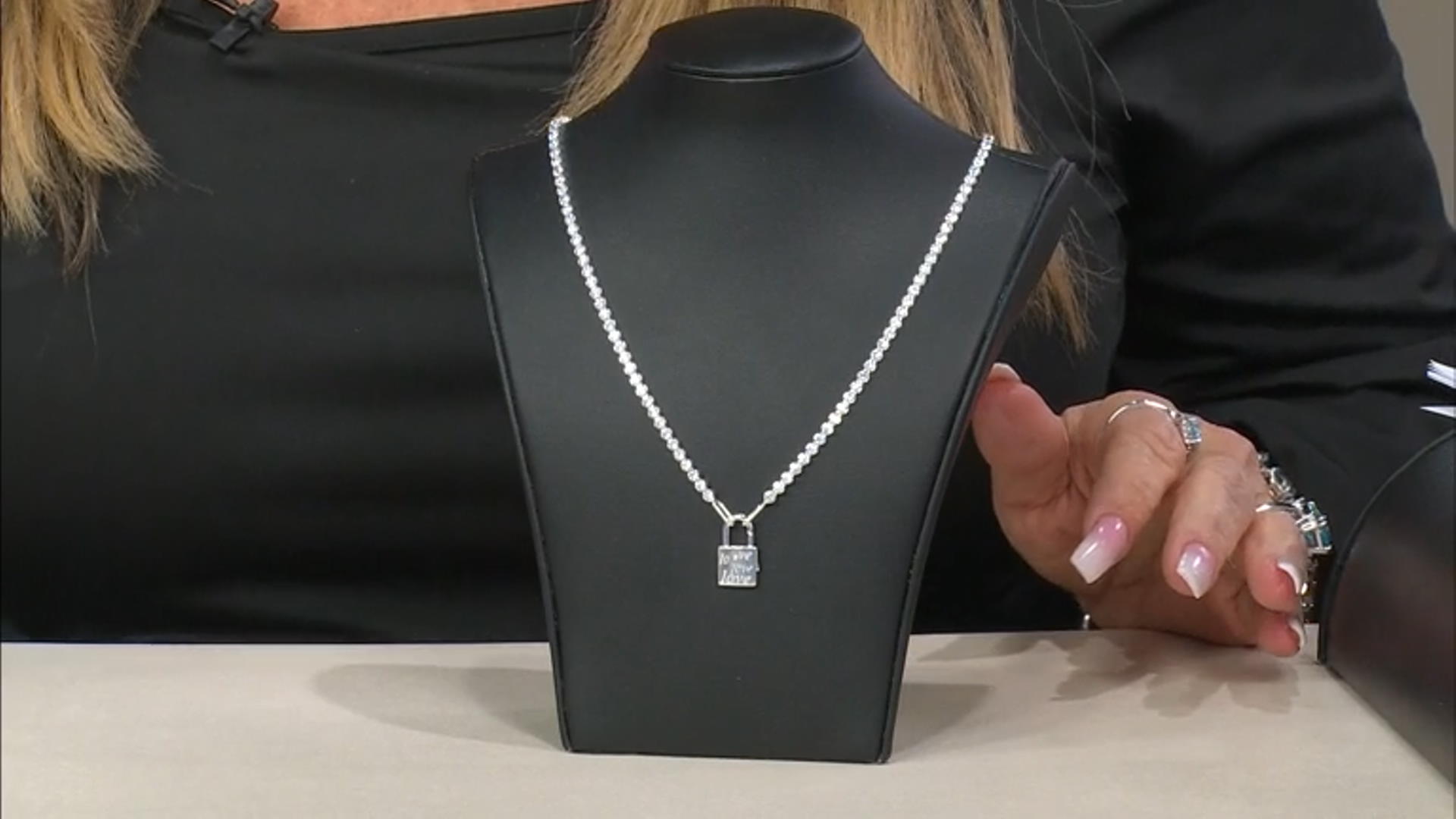 Sterling Silver Cubic Zirconia Tennis 18 Inch Lock Necklace Video Thumbnail