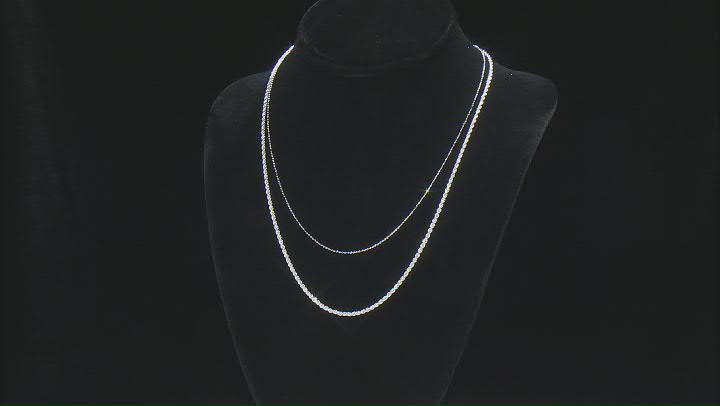 Sterling Silver Rope & Diamond-Cut Bead Multi-Row 18 Inch Necklace Video Thumbnail
