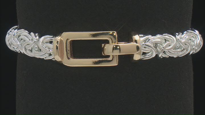 Sterling Silver & 18k Yellow Gold Over Sterling Silver Buckle Style Byzantine Link Bracelet Video Thumbnail