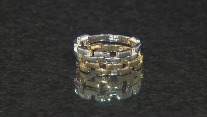 Sterling Silver & 18k Yellow Gold Over Sterling Silver Set of 2 Band Rings Video Thumbnail