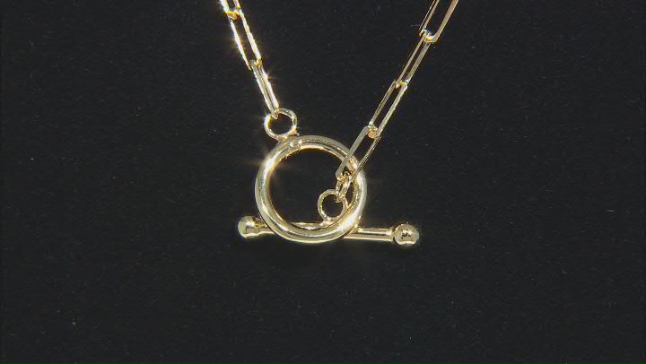18k Yellow Gold Over Sterling Silver Paperclip Link 18 Inch Toggle Necklace Video Thumbnail