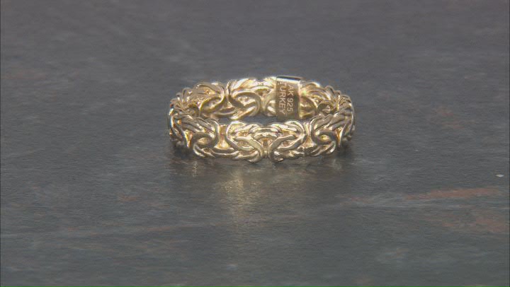 18k Yellow Gold Over Sterling Silver Byzantine Band Ring Video Thumbnail