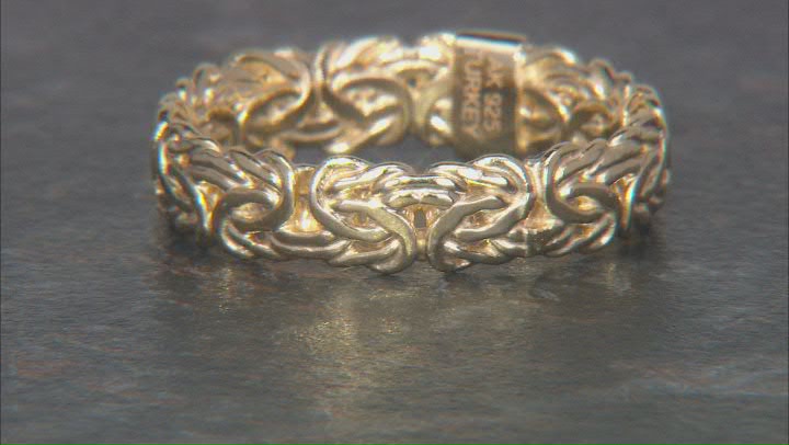 18k Yellow Gold Over Sterling Silver Byzantine Band Ring Video Thumbnail