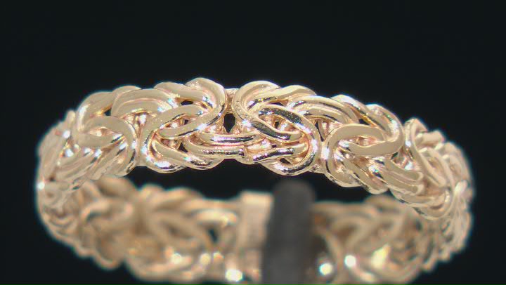 18k Yellow Gold Over Sterling Silver Byzantine Band Ring Video Thumbnail