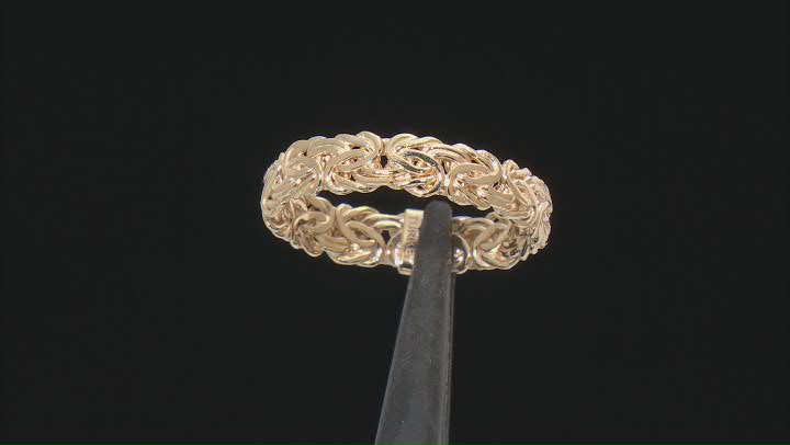 18k Yellow Gold Over Sterling Silver Byzantine Band Ring Video Thumbnail
