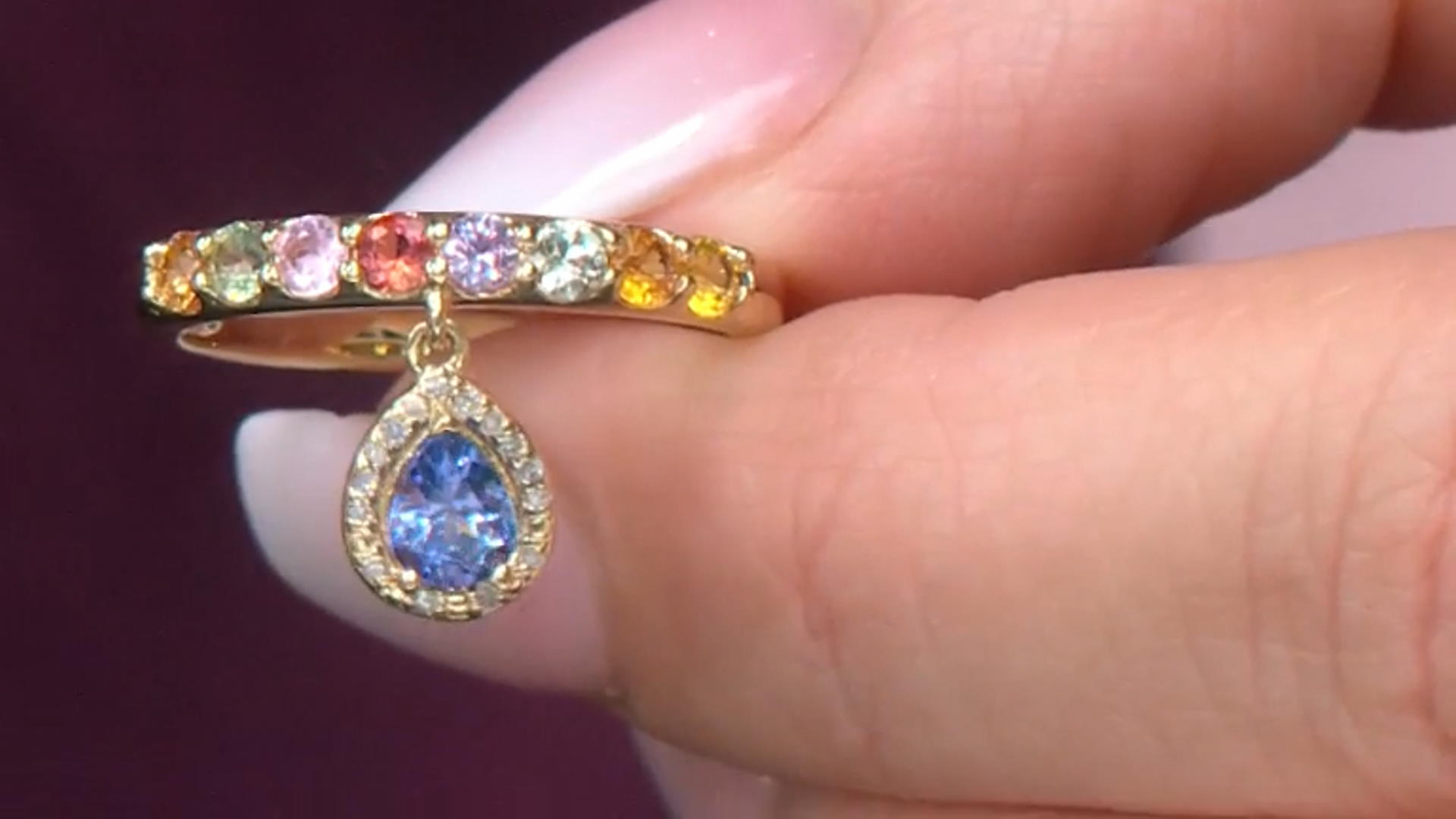 Multicolor Sapphire 10K Yellow Gold Ring .84ctw Video Thumbnail