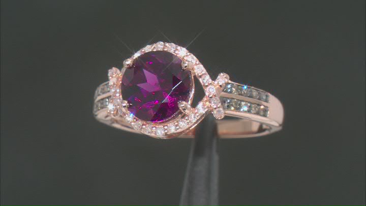 Purple Rhodolite Garnet 10k Rose Gold Ring 1.45ctw Video Thumbnail