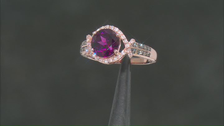 Purple Rhodolite Garnet 10k Rose Gold Ring 1.45ctw Video Thumbnail