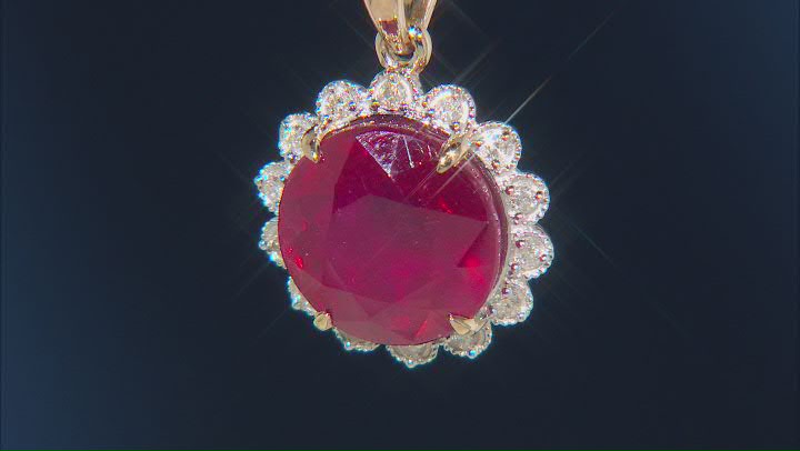 Red Mahaleo® Ruby 10k Yellow Gold Pendant With Chain 4.08ctw Video Thumbnail