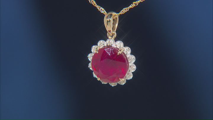 Red Mahaleo® Ruby 10k Yellow Gold Pendant With Chain 4.08ctw Video Thumbnail