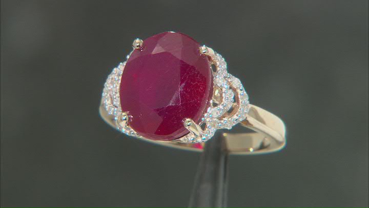 Mahaleo® Red Ruby 10k Yellow Gold Ring 5.43ctw Video Thumbnail