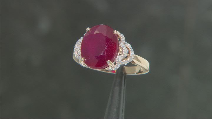 Mahaleo® Red Ruby 10k Yellow Gold Ring 5.43ctw Video Thumbnail