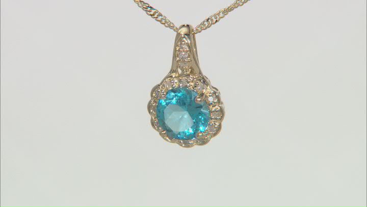 Swiss Blue Topaz 10k Yellow Gold Pendant With Chain 0.91ctw Video Thumbnail
