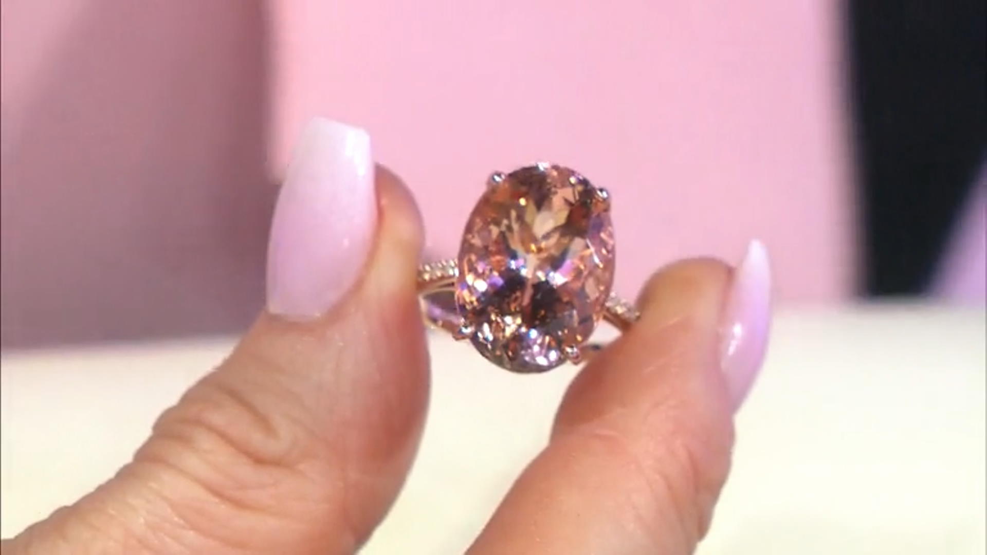 Peach Cor-de-Rosa Morganite 14k Rose Gold Ring 10.26ctw Video Thumbnail