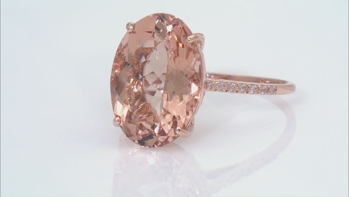 Peach Cor-de-Rosa Morganite 14k Rose Gold Ring 10.26ctw Video Thumbnail