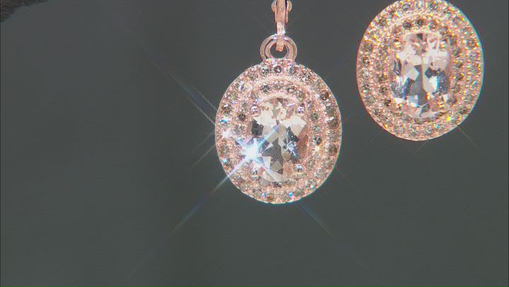 Peach Morganite 10k Rose Gold Dangle Earrings 1.66ctw Video Thumbnail