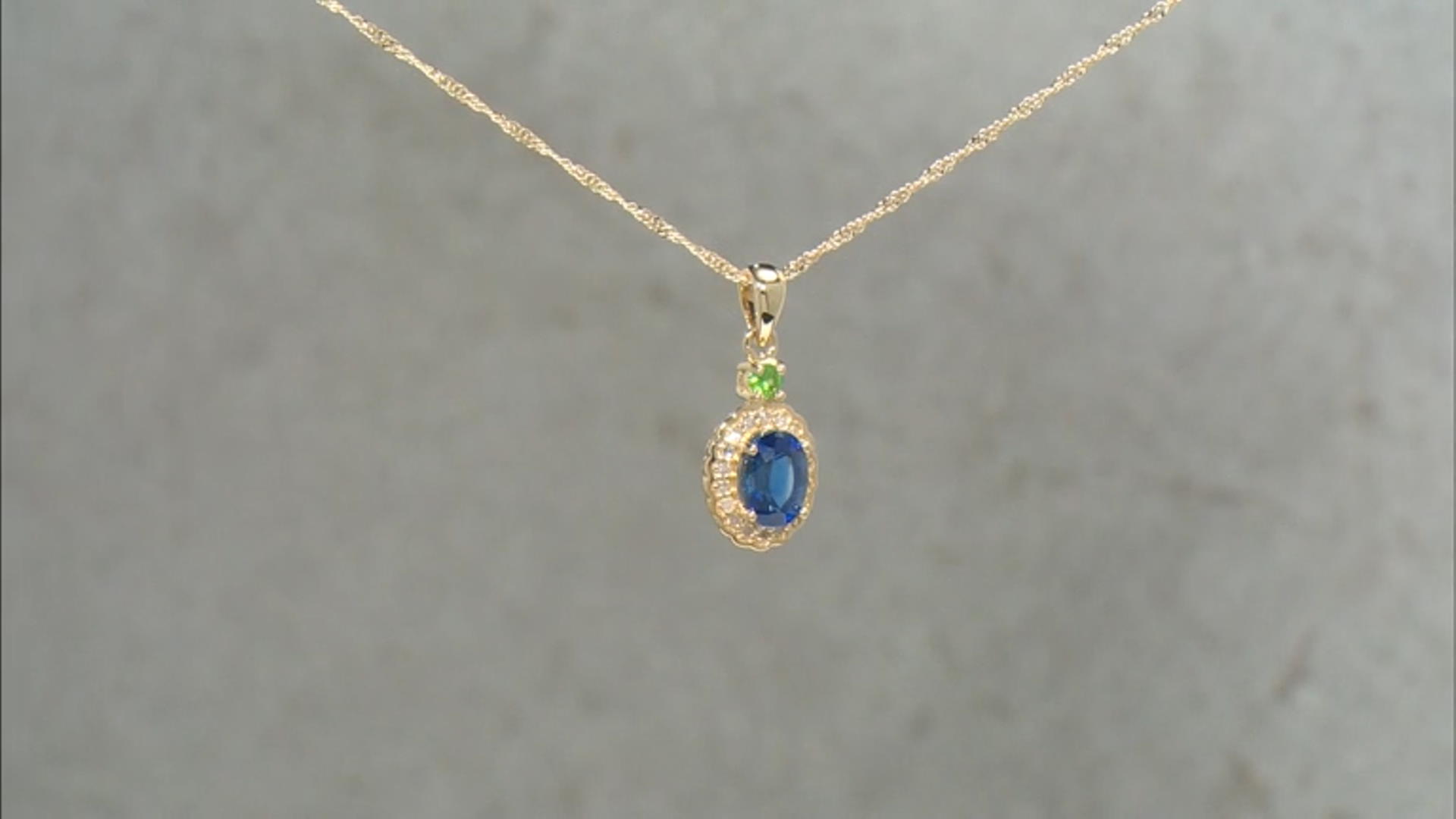 Blue Kyanite 10k Yellow Gold Pendant With Chain 1.05ctw Video Thumbnail