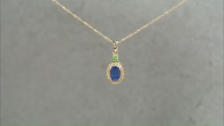 Blue Kyanite 10k Yellow Gold Pendant With Chain 1.05ctw Video Thumbnail