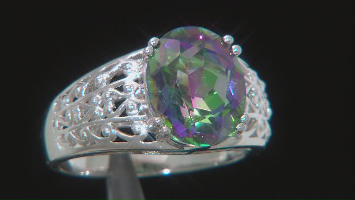 Multi-Color Quartz Rhodium Over Sterling Silver Solitaire Ring 4.00ct Video Thumbnail