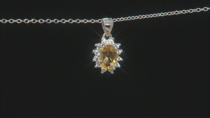 Yellow Citrine Rhodium Over Silver Earrings And Pendant Chain Set 2.78ctw Video Thumbnail