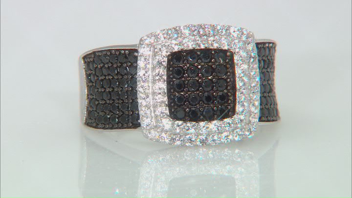Black Spinel Rhodium Over Sterling Silver Ring 1.59ctw Video Thumbnail