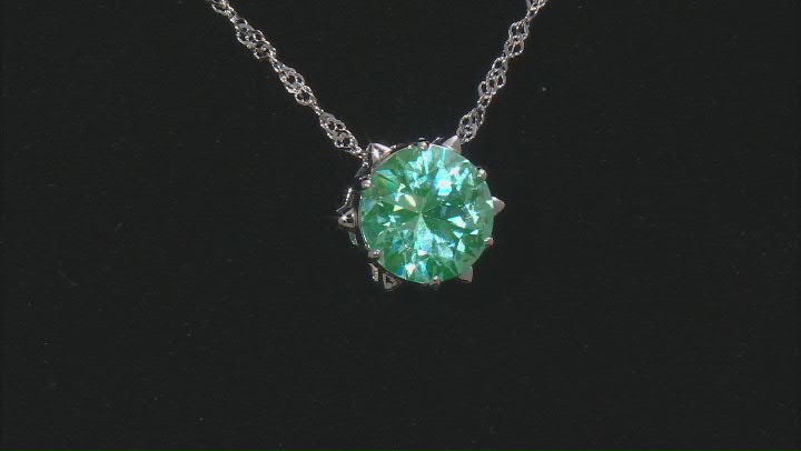 Green Lab Created Spinel Rhodium Over Silver Solitaire Pendant With Chain 3.27ct Video Thumbnail