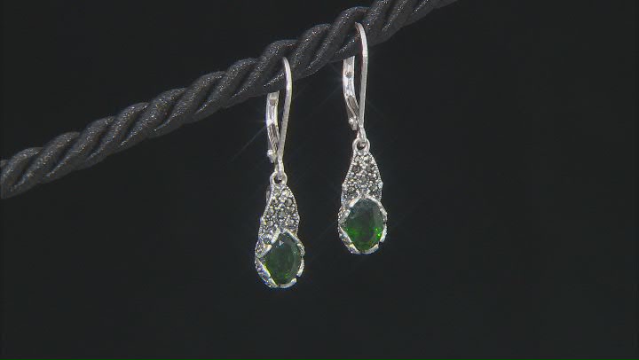 Green Chrome Diopside Sterling Silver Dangle Earrings 1.50ctw Video Thumbnail