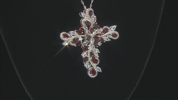 Vermelho Garnet™ Rhodium Over Sterling Silver Pendant With Chain 10.60ctw Video Thumbnail