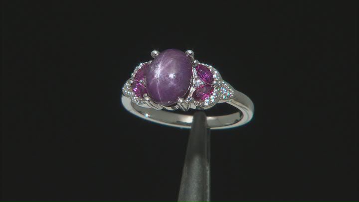 Red Ruby Rhodium Over Sterling Silver Ring 0.47ctw Video Thumbnail
