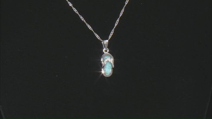 Blue Larimar Rhodium Over Sterling Silver Flip-Flop Pendant with Chain .07ctw Video Thumbnail