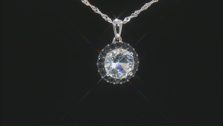 White Lab Created Sapphire Rhodium Over Sterling Silver Pendant With Chain 3.61ctw