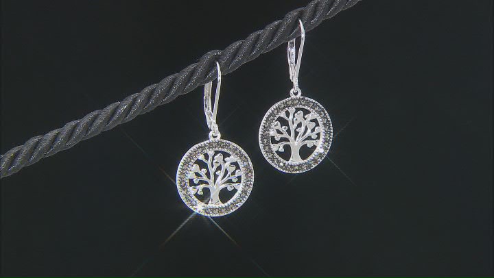 Gray Marcasite Rhodium Over Sterling Silver "Tree of Life" Dangle Earrings Video Thumbnail
