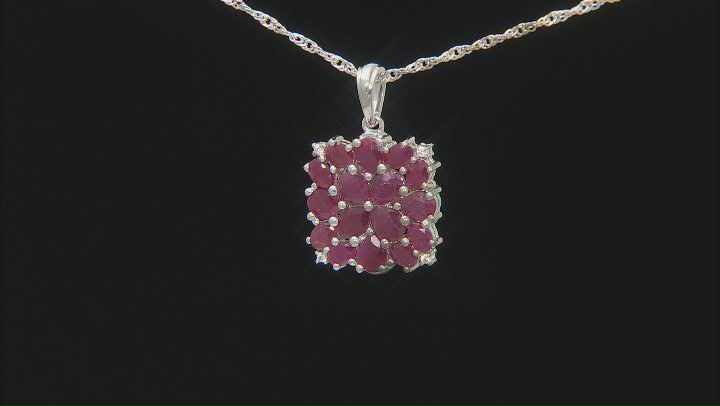 Red Indian Ruby Rhodium Over Sterling Silver Pendant With Chain. 4.84ctw Video Thumbnail