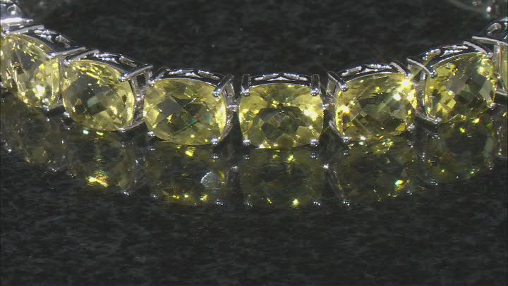 Yellow Quartz Rhodium Over Sterling Silver Bracelet. 53.55ctw Video Thumbnail