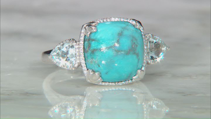 Blue Turquoise Rhodium Over Sterling Silver Ring 0.81ctw Video Thumbnail