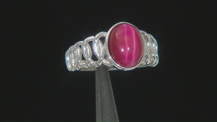 Pink Tigers Eye Rhodium Over Sterling Silver Ring Video Thumbnail