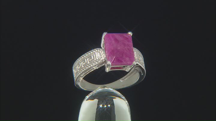 Red Ruby Rhodium Over Sterling Silver Ring 3.69ctw Video Thumbnail