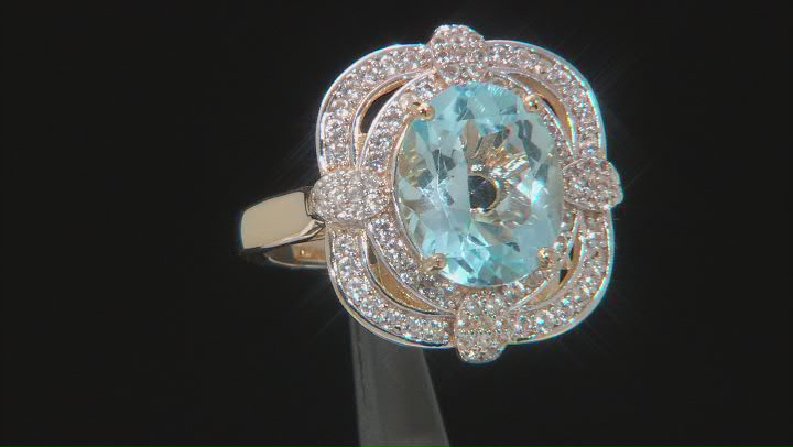 Sky Blue Topaz 18k Yellow Gold Over Sterling Silver Ring 5.49ctw Video Thumbnail
