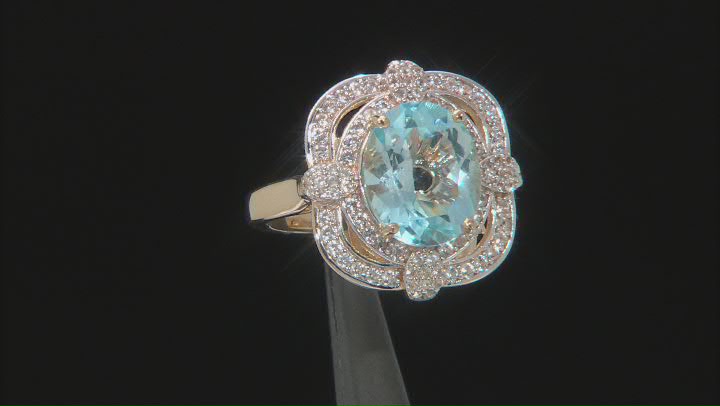 Sky Blue Topaz 18k Yellow Gold Over Sterling Silver Ring 5.49ctw Video Thumbnail