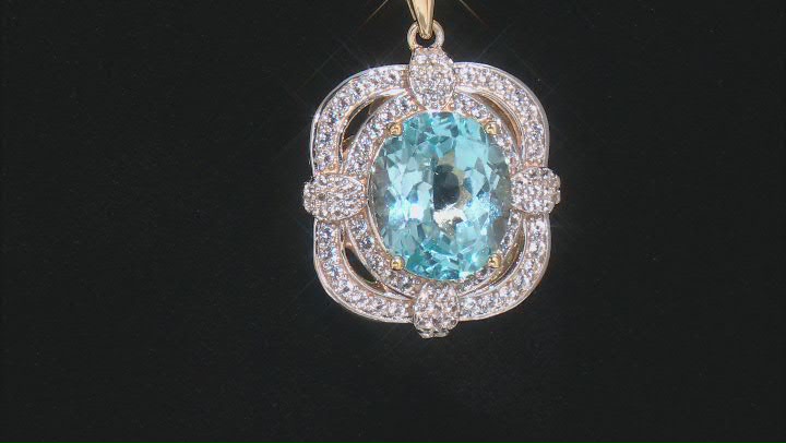 Sky Blue Topaz 18k Yellow Gold Over Silver Pendant With Chain 5.49ctw Video Thumbnail