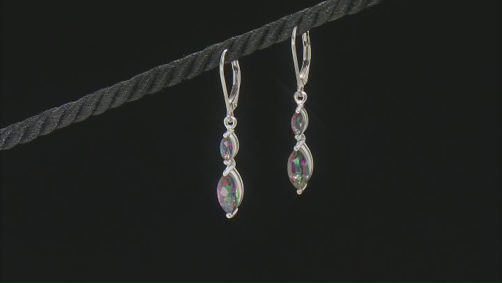 Green Mystic Fire® Topaz Rhodium Over Sterling Silver Dangle Earrings. 2.62ctw Video Thumbnail