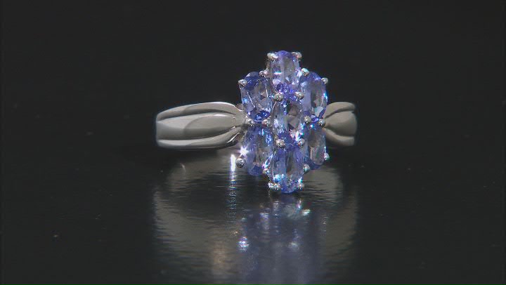 Blue Tanzanite Rhodium Over Sterling Silver Ring 1.32ctw Video Thumbnail