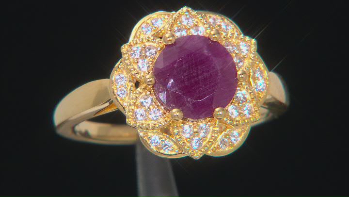 Red Ruby 18k Yellow Gold Over Sterling Silver Ring 2.52ctw Video Thumbnail