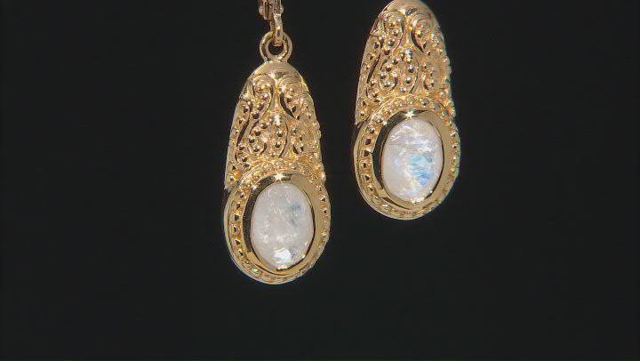 Rainbow Moonstone 18K Yellow Gold Over Sterling Silver Earrings 1.99ctw Video Thumbnail